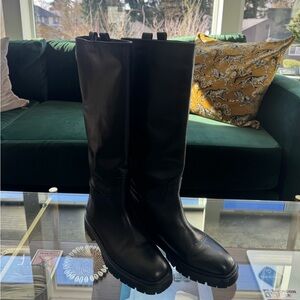 Massimo Dutti Black Leather Riding Boots